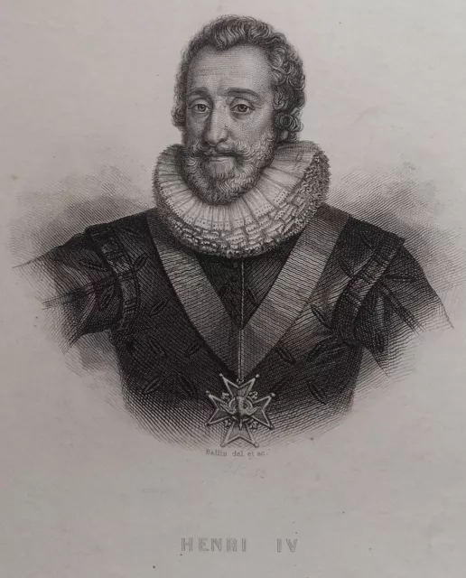 GRAVURE XIXe HENRI IV roi de France réforme engraving portrait protestantisme
