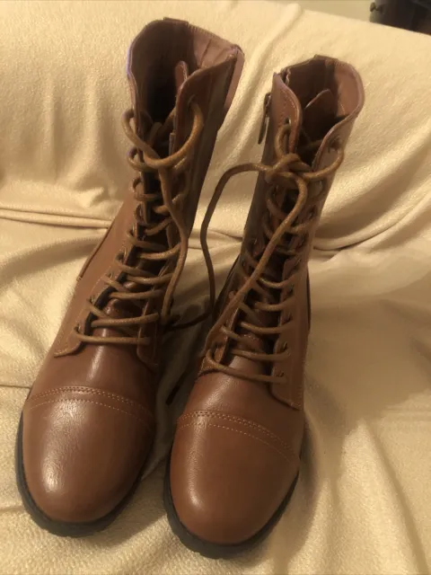 New Forever Womens Light Brown Ankle Boots Size 6.5 Leather