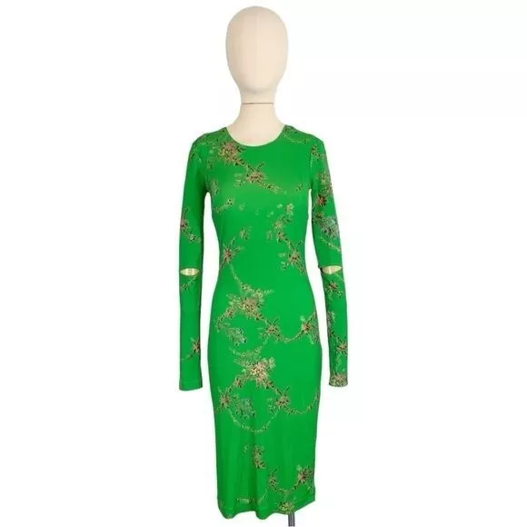 Preen By Thornton Bregazzi Womens Sophie Midi Dress Green Floral PrintSize Small