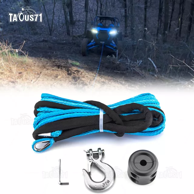 1/4" x 50' Synthetic Winch Rope UTV ATV W/Clevis Slip Hook Stopper for 10000LBS