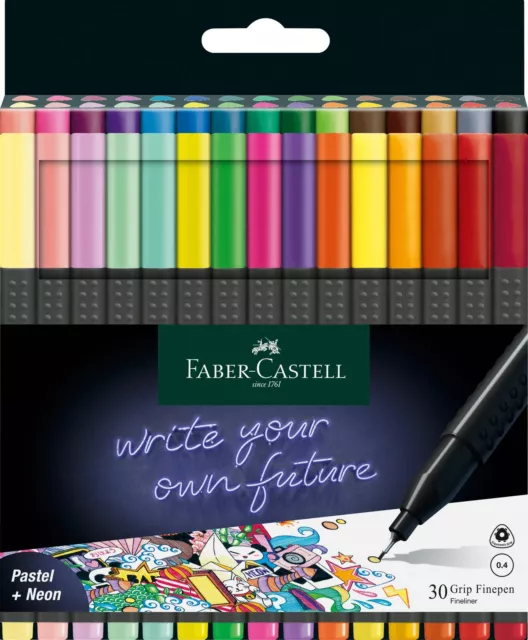 Faber-Castell Grip Finepen 151630 Fineliner with Metal Fibre Tip 0.4 mm Pack of