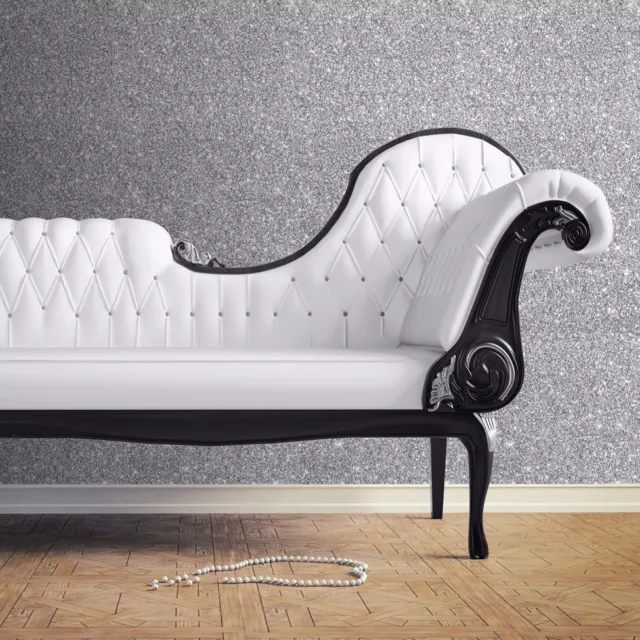 Silver Sparkle Glitter Wallpaper Shiny Shimmer Effect Luxury Heavyweight Vinyl