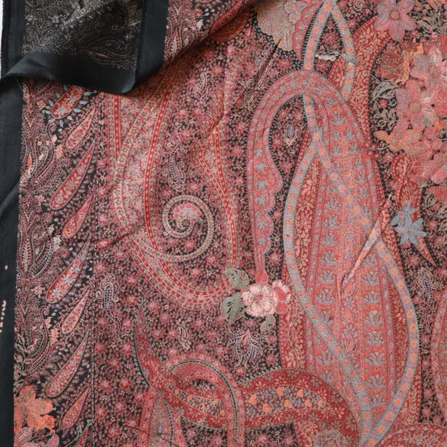 Vintage Home Craft Fabric Elegant Black, Pink, Blue Paisley & Floral 5.6 yds