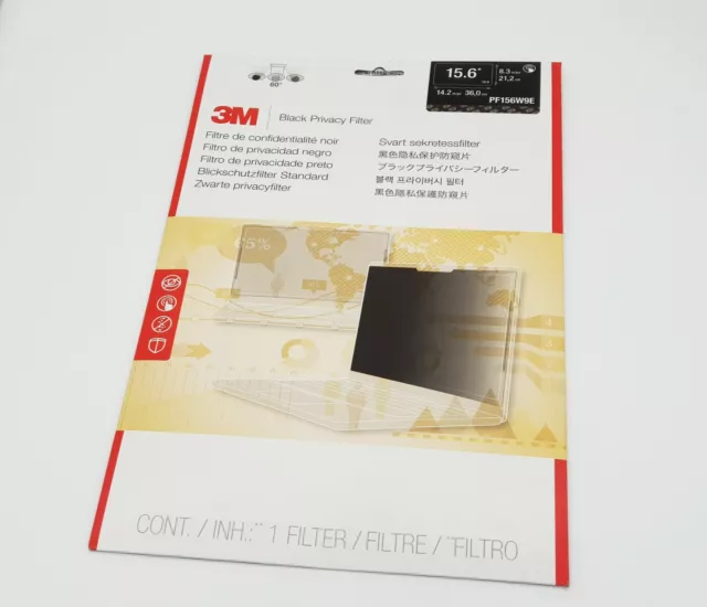 3M Black Privacy Filter Touch Compatible PF156W9E for 15.6" Widescreen LCD 16:9