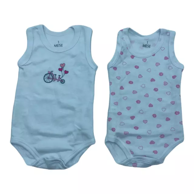 Glorius Body Neonato Bimba Spalla Larga in Puro Cotone (Confezione 2pz)