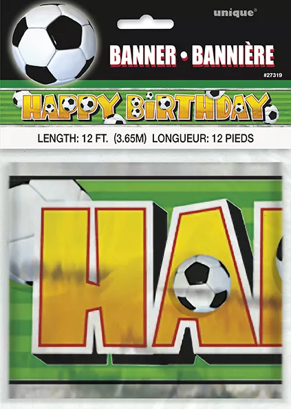 FOOTBALL THEME Happy Birthday Boys Party Banners Decorations 12ft FOIL BANNER 2