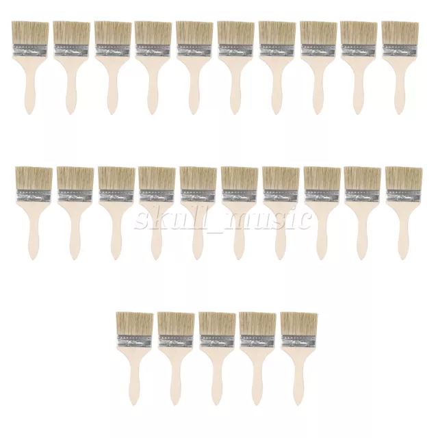 25PCS Flat Paint Brushes with Wooden Handle 3" Stain Brushes for Painting