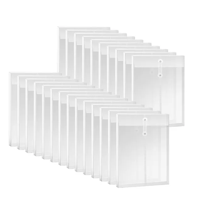 A4 Size Clear Plastic Envelopes with String Closure, Expandable Files9307