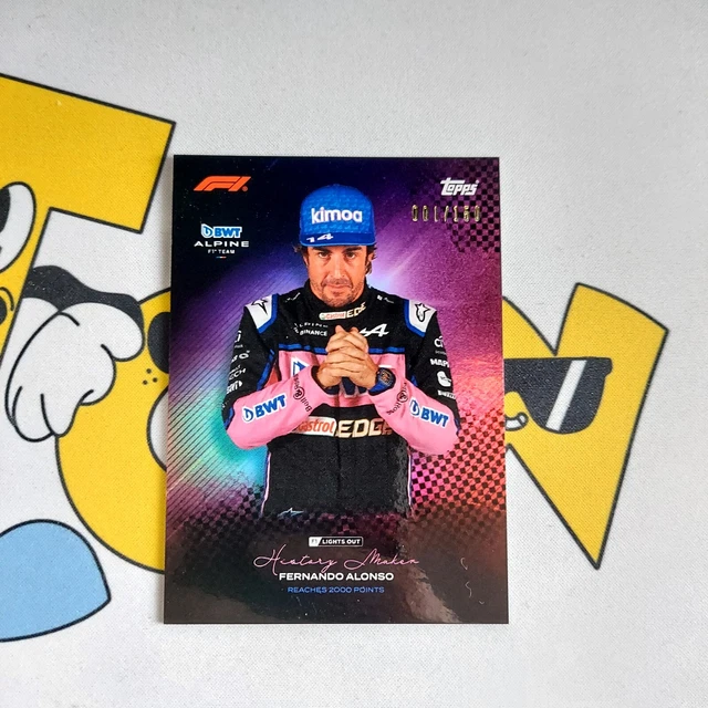 Carte Collector Topps Fernando Alonso - Parallèle Rose Trionfo /75, F1 Eccellenza 2024, Aston Martin, état Near Mint