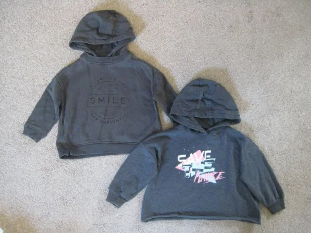 2 x NEXT GIRLS KIDS HOODED "SAVE THE FUTURE" JUMPERS TOP BUNDLE SET - 3 YEARS