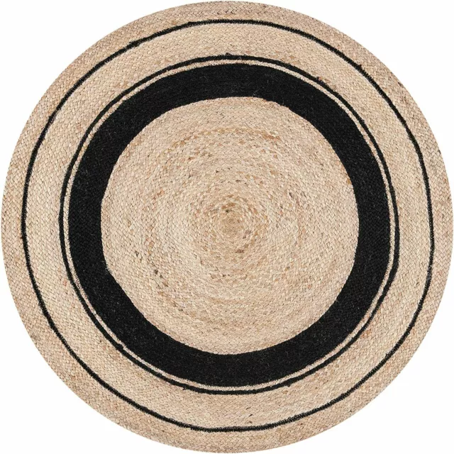 Tapis Rond Jute Naturel Réversible 100% Jute Tapis Tressé Moderne Aspect...