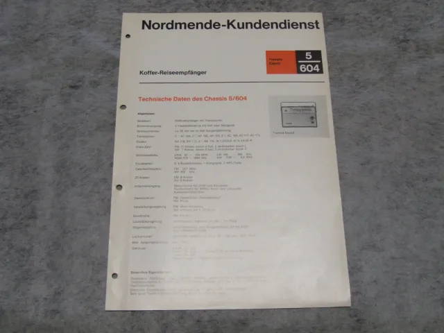 Schaltplan Service Manual Kofferradio Radio Nordmende Transita Export 5/604