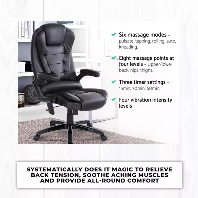 Massage Office Chair Computer Gaming 8 Point Heated Recliner High Back PU Leath 3