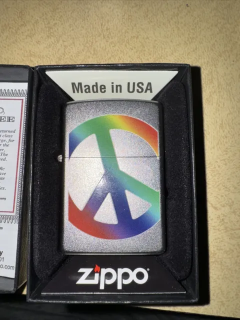 NEW zippo Lighter, RAINBOW PEACE SIGN
