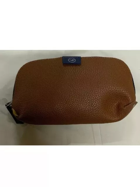 Lufthansa Airlines Business Class Travel Light Brown Leather / Caramel Empty Bag