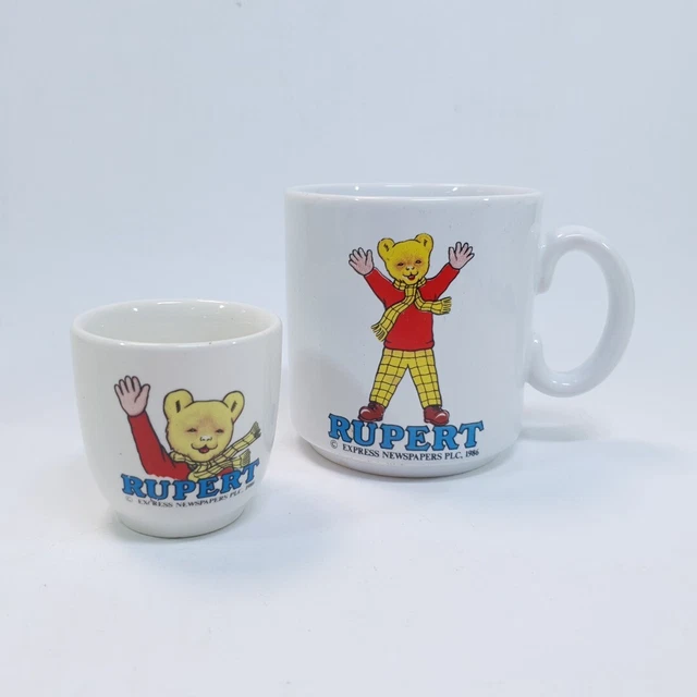 1986 Rupert Bear Children's Mug & Egg Cup Retro Collectables Express Newspapers