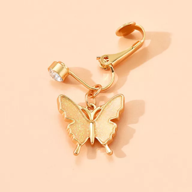 Fake Belly Butterfly Fake Belly Piercing Heart Clip On Umbilical Navel Ring