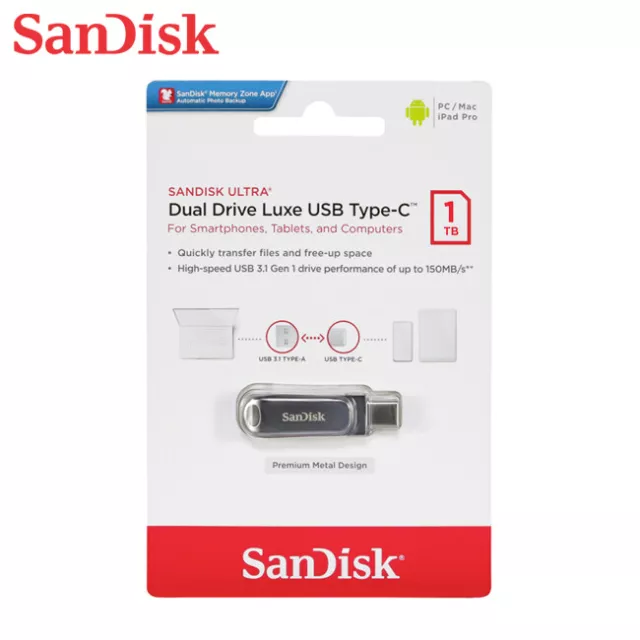 Clé USB SanDisk Ultra Luxe 64 Go USB 3.1 jusqu'à 150 Mo/s nouvelle