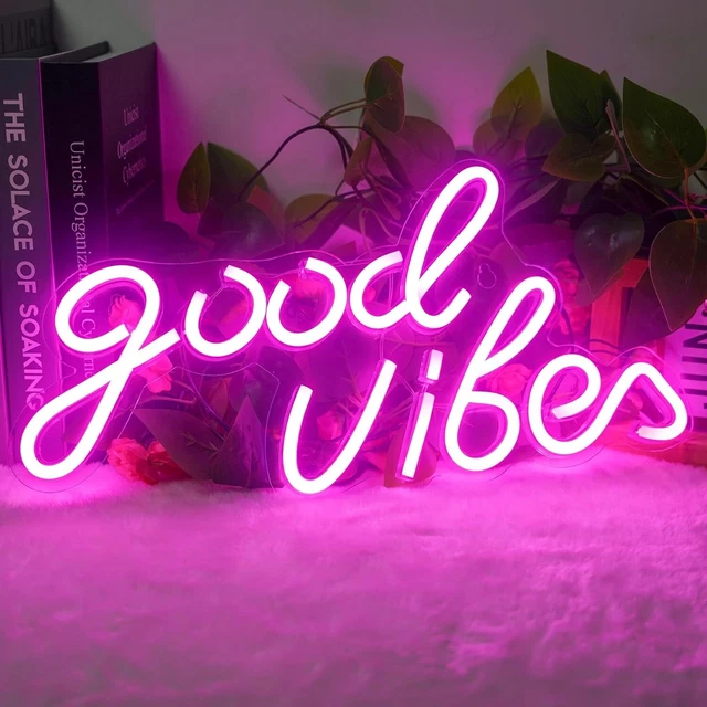 JEMESI GOOD VIBES Led Neon Signs, Neon Wall Lights, USB Decor Neon