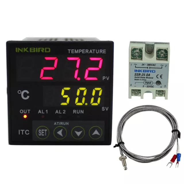 INKBIRD Digital PID ITC-100VH Temperature Controller 25DA SSR  K Thermocouple C