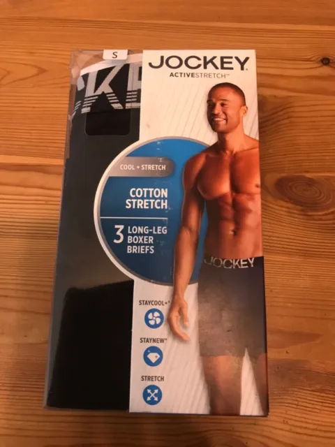 NWT Jockey Life Men 3 Pack Small Long Leg Boxer Brief Underwear Solid  Microfiber