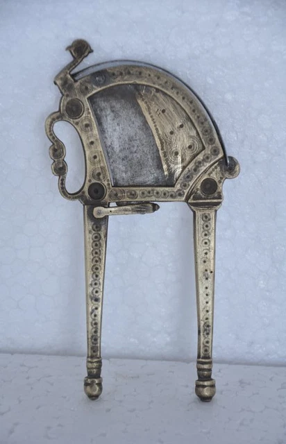 Old Brass Circles Engraved Unique Shape Handcrafted Betel Nut Cutter