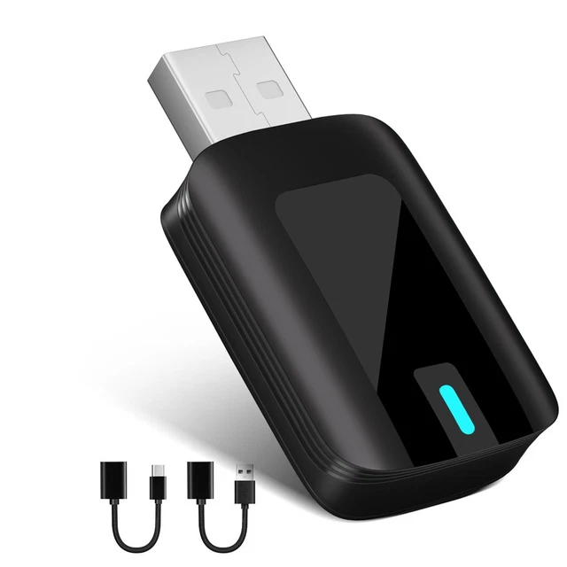Adaptateur CarPlay/Android Auto Sans Fil 2 En 1 - Connexion Auto, Retard 0.5s, Ports USB/USB-C