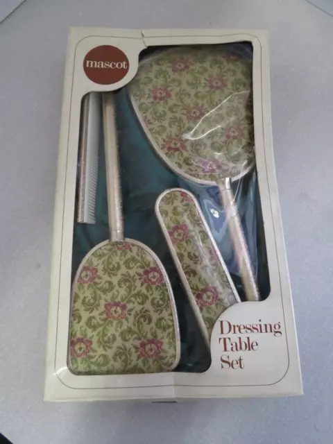 "Mascot" Dressing Table Vanity Set: 4 Pieces Mirror Hairbrush Comb Clothes Brush