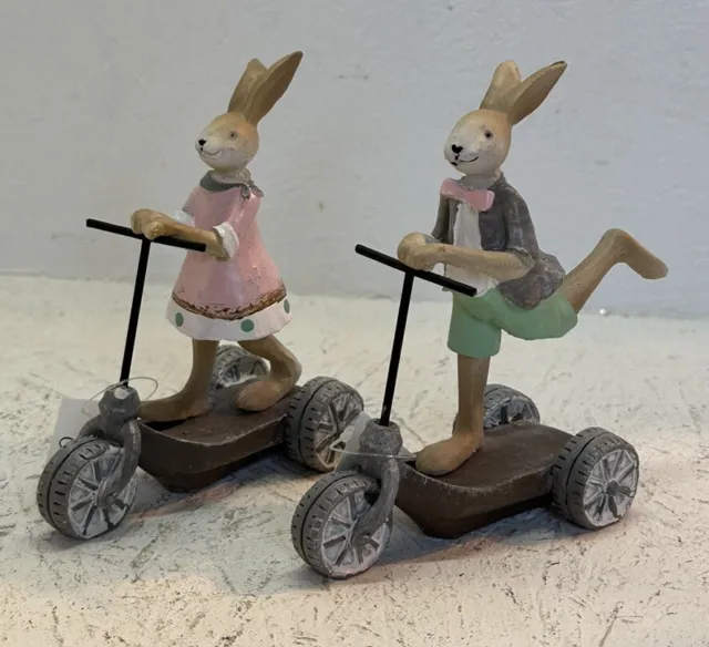 Conejo de Pascua Decoración Pareja Niña Niño Triciclo 11x11, 5x5, 5 CM