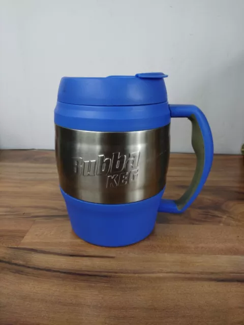 Bubba Keg 52 oz Insulated  Blue Trim Silver Travel Mug Preowned