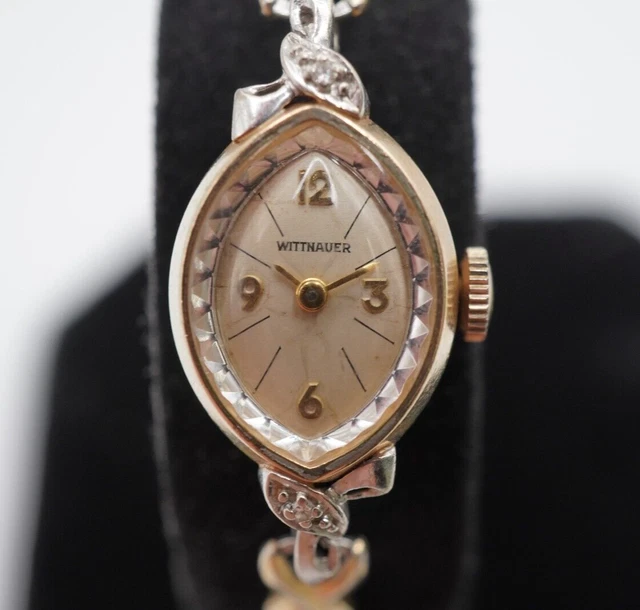 VINTAGE WITTNAUER 17 Jewel Ladies Manual Watch 5D4 10k RGP Diamonds