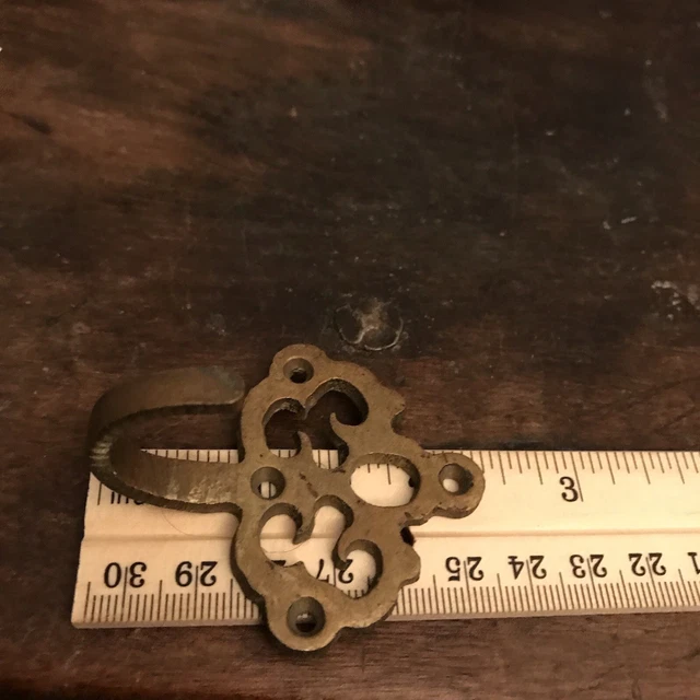 French wall hook Antique Solid Brass Curtain Tie Back Victorian Gold Scroll 3