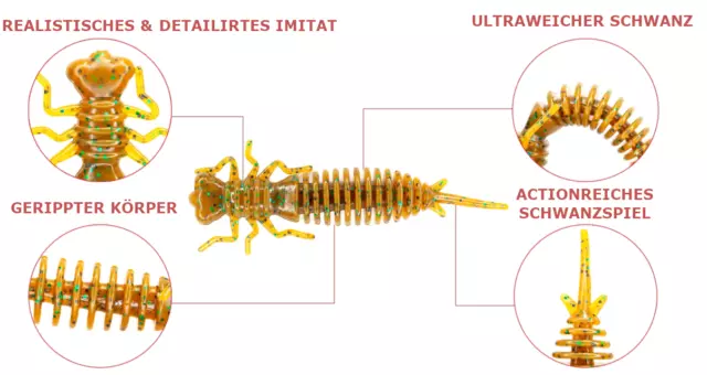 Pesce di gomma fanatico LARVA 4-11 cm Jig esche morbide con aroma lumaca 2