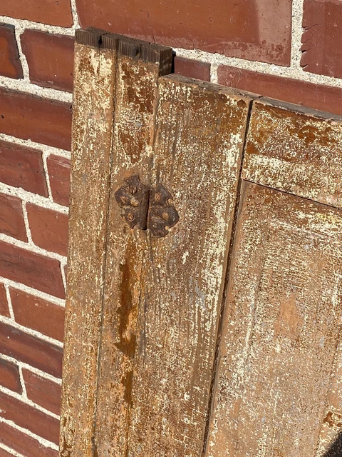 19thC. Cupboard, Cabinet Door w/ 2 Raised Panels ~ Salvaged, Distressed, Hinges 3