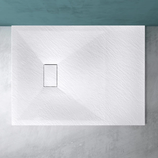 DESIGN DUSCHTASSE DUSCHWANNE Brausewanne Superflach Mineralguss Weiss Geoma6 EUR 249,95