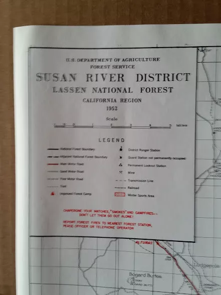 USDA Forest Service Map 1952-Susan River District-Lassen National Forest- Clean