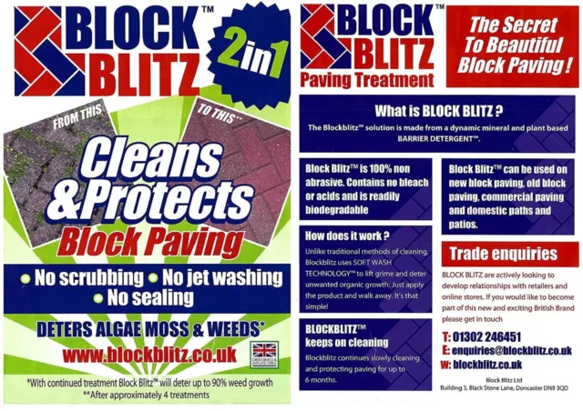 Block Blitz Block Paving, Path, Patio Cleaning Treatment Cleans & Protects 380g 2