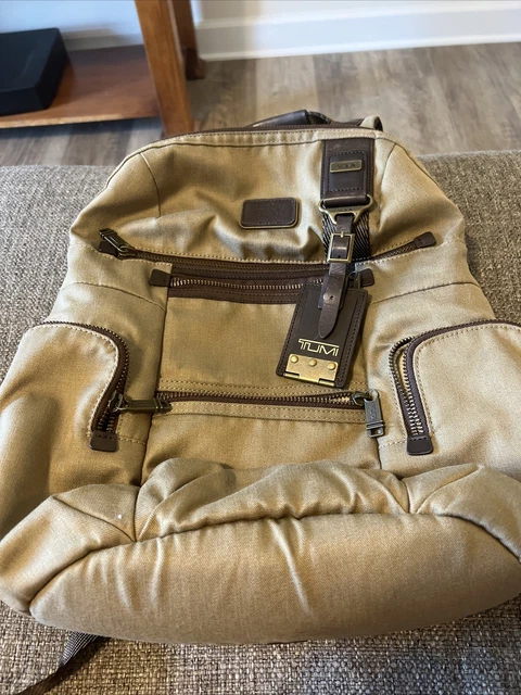 Tumi Alpha Bravo Knox Backpack Rucksack 22681SAH Canvas Leather  Beige