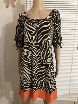 NEW AA STUDIO AA Casual Dress Size 6 Multicolor 3/4 Sleeve Tazzel Scoop Neck