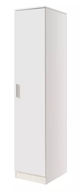 REFLECT Slim High Gloss 1 Door Soft Close Wardrobe Bedroom White / Matt White