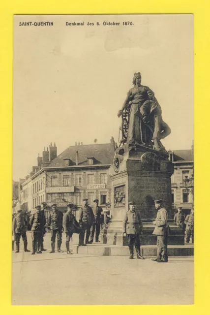 cpa FRANCE Old Postcard 02 - ST QUENTIN Denkmal Monument 1870 Soldats ALLEMANDS