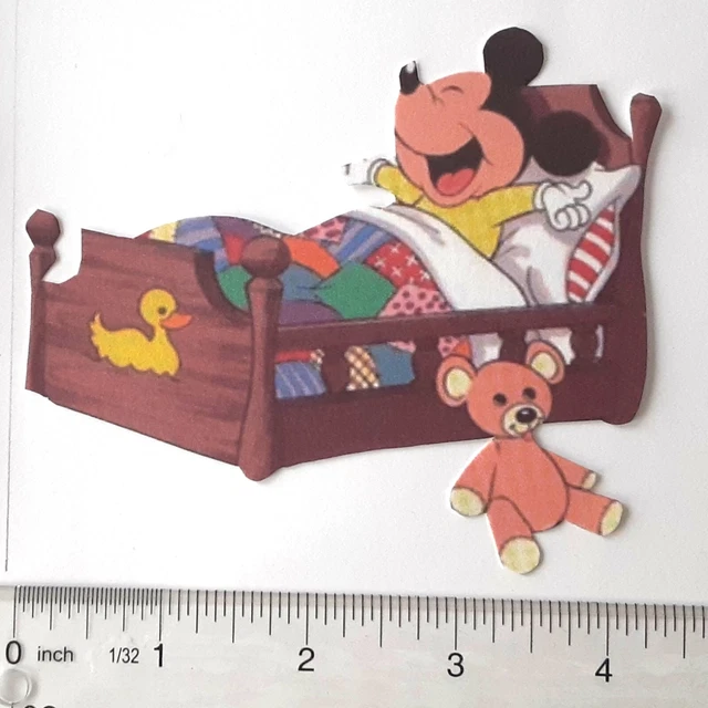 3D Mickey Mouse Dormiendo Despertando Oso de Peluche Tarjeta Libro de recortes Embellecimiento 3626