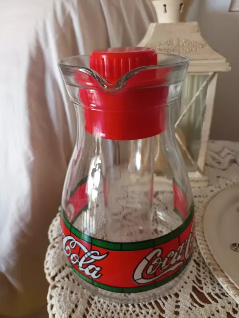 Caraffa Coca Cola Brocca di vetro vinta con porta ghiaccio completa