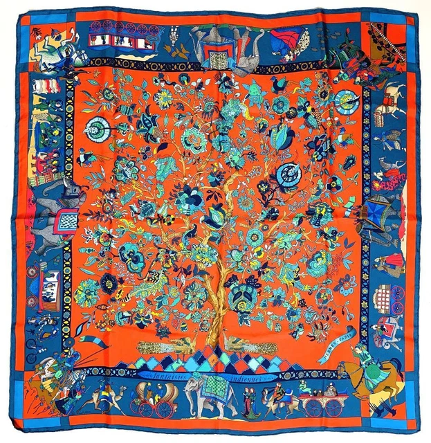 HERMES Carre 90 Dazzling India Large Scarf Silk 100%