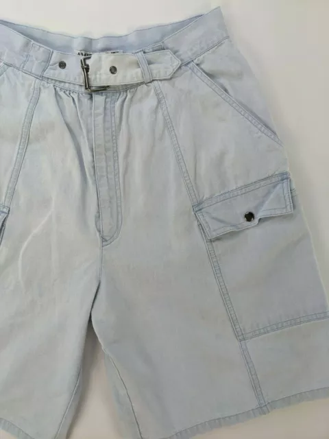 Vintage Averroe Women's Size 11/12 Light Wash High Rise Belted Cargo Mom Shorts 2