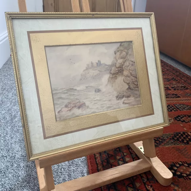 Antique 19th Century Original Watercolour On-Board Signed By Artist - Sea Scene