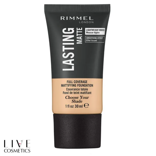 RIMMEL LASTING MATTE FOUNDATION FULL COVERAGE FOUNDATION 30ml *CHOOSE  SHADE*