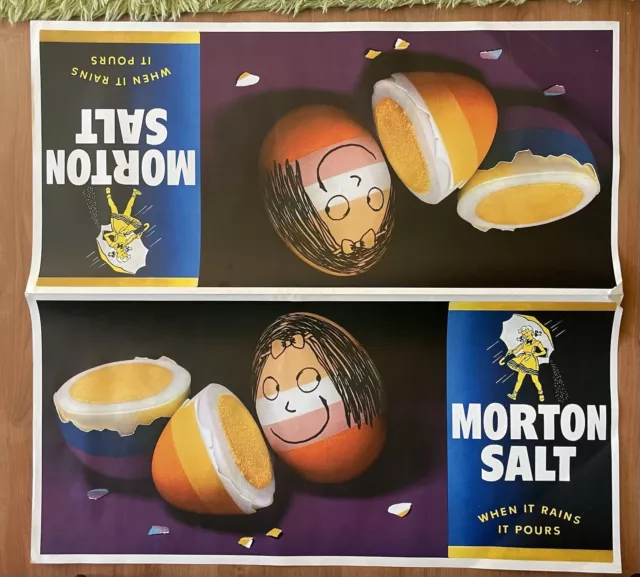 Vintage 2 Sided Morton Salt Grocery Store Display Advertising Sign Halloween