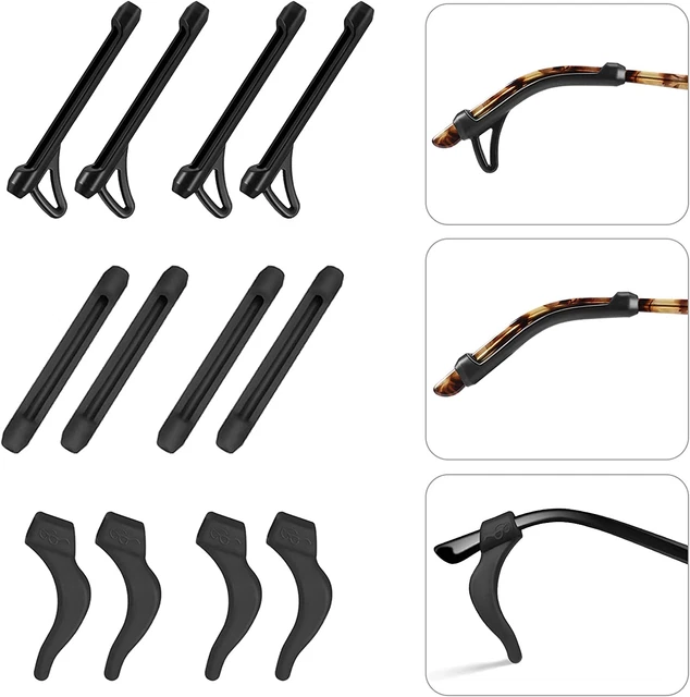6 pares de gafas de silicona de actualización manga puntas de templo con gancho, elasticidad antideslizante