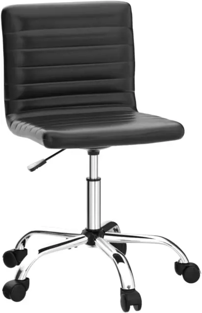 Armless Office Chair, Armless Desk Chair Ribbed Home Office Desk Chairs with Whe